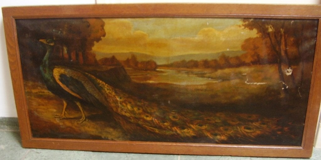 Olieverf - JAN MUNTENDAM - Pauw in Landschap - DEFECTEN, Ophalen, Doek, Landschap, Olieverf