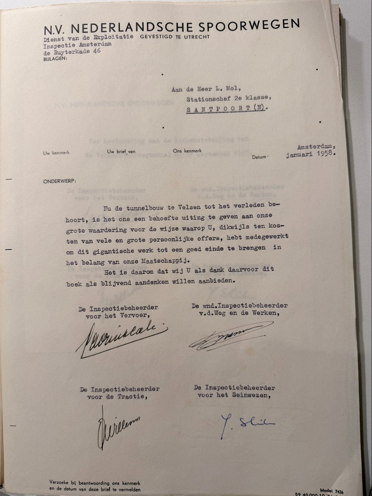 Uniek NS Spoorwegen Memorabilia - Boek Velsertunnel 1957, Ophalen of Verzenden, Gebruikt, Trein, Boek of Tijdschrift