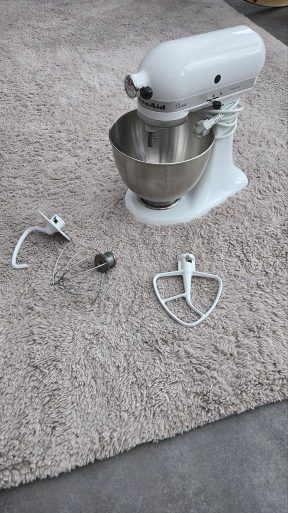 KitchenAid Classic Keukenmixer - Wit (Model 5K45SSEWH), Witgoed en Apparatuur, Keukenmixers, Ophalen, Gebruikt, Vaatwasserbestendig