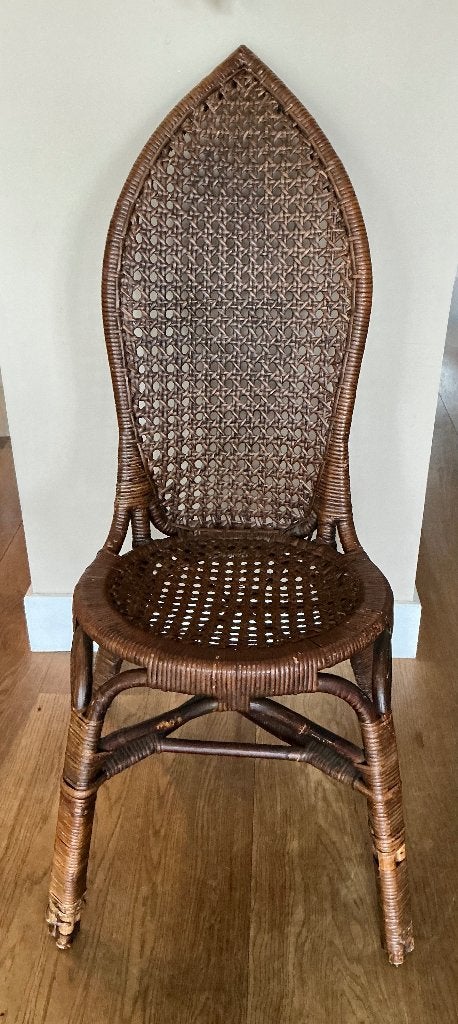 Vintage rotan stoeltje, Huis en Inrichting, Gebruikt, Bruin, Eén, Vintage rotan.