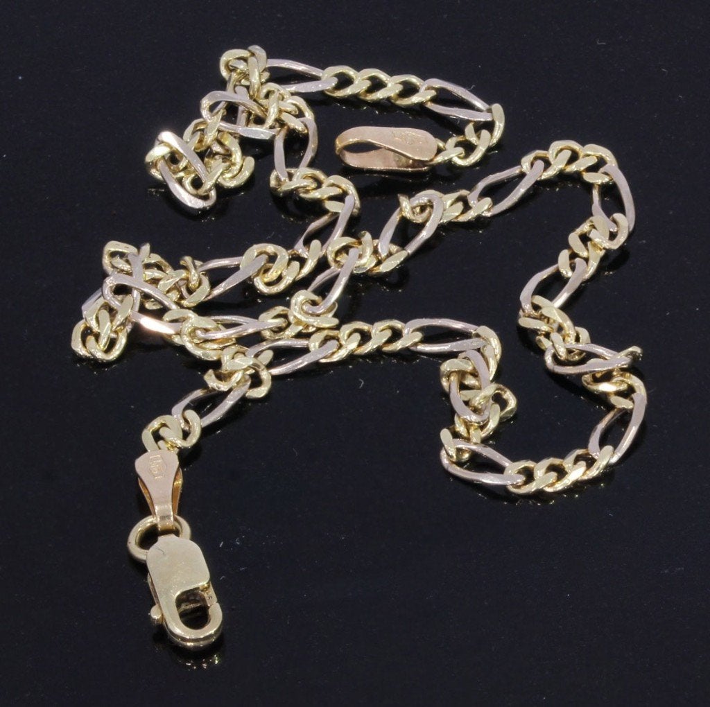 Figaro luxe 14k gouden enkelband armband dames heren bicolor, Sieraden, Tassen en Uiterlijk, Voordeelsieraden, Ophalen of Verzenden