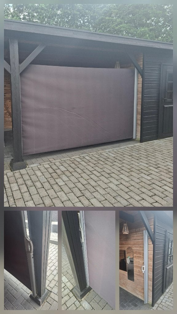 zonnescherm grijs uittrekbaar 300 breed 170 hoog, Ophalen, Gebruikt, Overige typen, 150 tot 300 cm