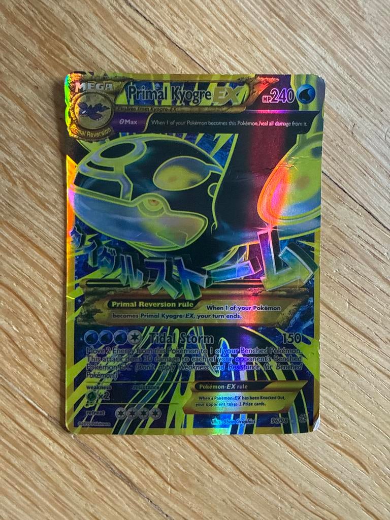 Pokémon Kaart: Primal Kyogre EX (MEGA) - Holo Foil, Ophalen of Verzenden, Gebruikt, Losse kaart, Foil