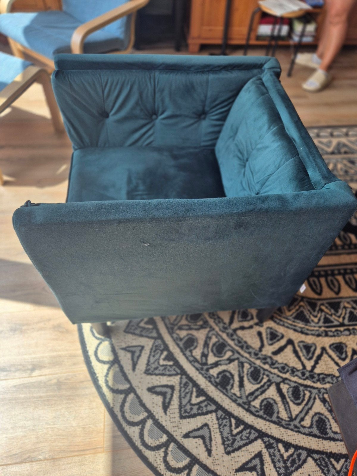 Comfortabele donkergroene fauteuil, Gebruikt, 75 tot 100 cm, Ophalen of Verzenden, Klassiek, comfortabel