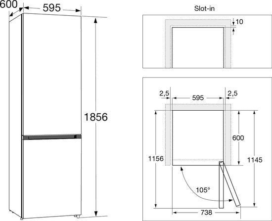 Hisense koelkast RB3K330SAIC - RVS, 200 liter of meer, Met aparte vriezer, Nieuw, Hisense Nederland