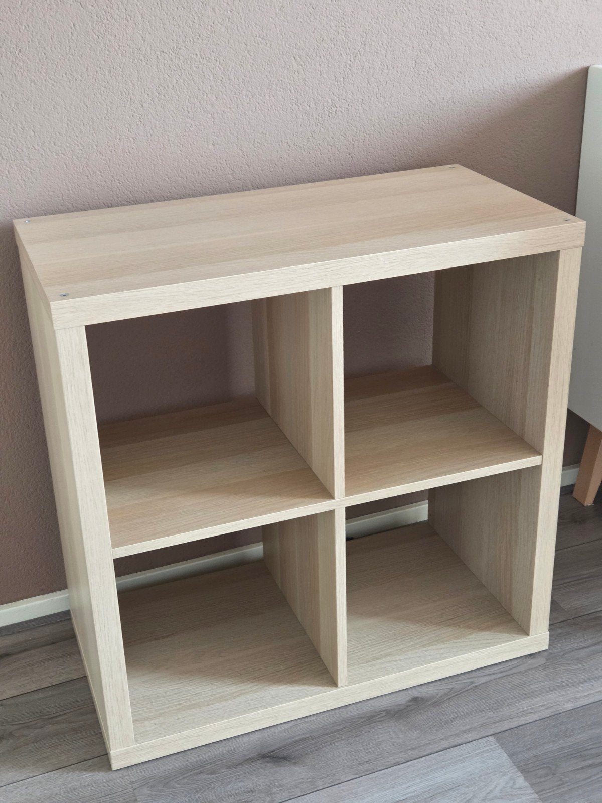 Licht eikenhouten kallax vakkenkast met 4 vakken, Ophalen, Met plank(en), Gebruikt, 50 tot 100 cm