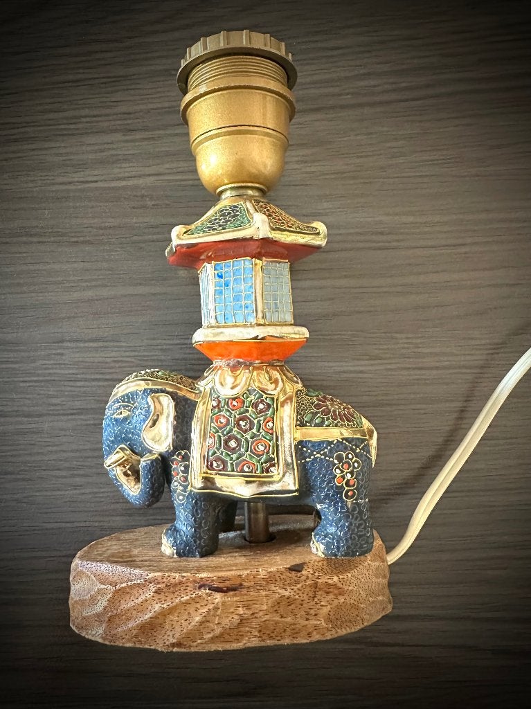 Lamp Olifant voet dier vintage curiosa lampenvoet kleurrijk, Verzenden