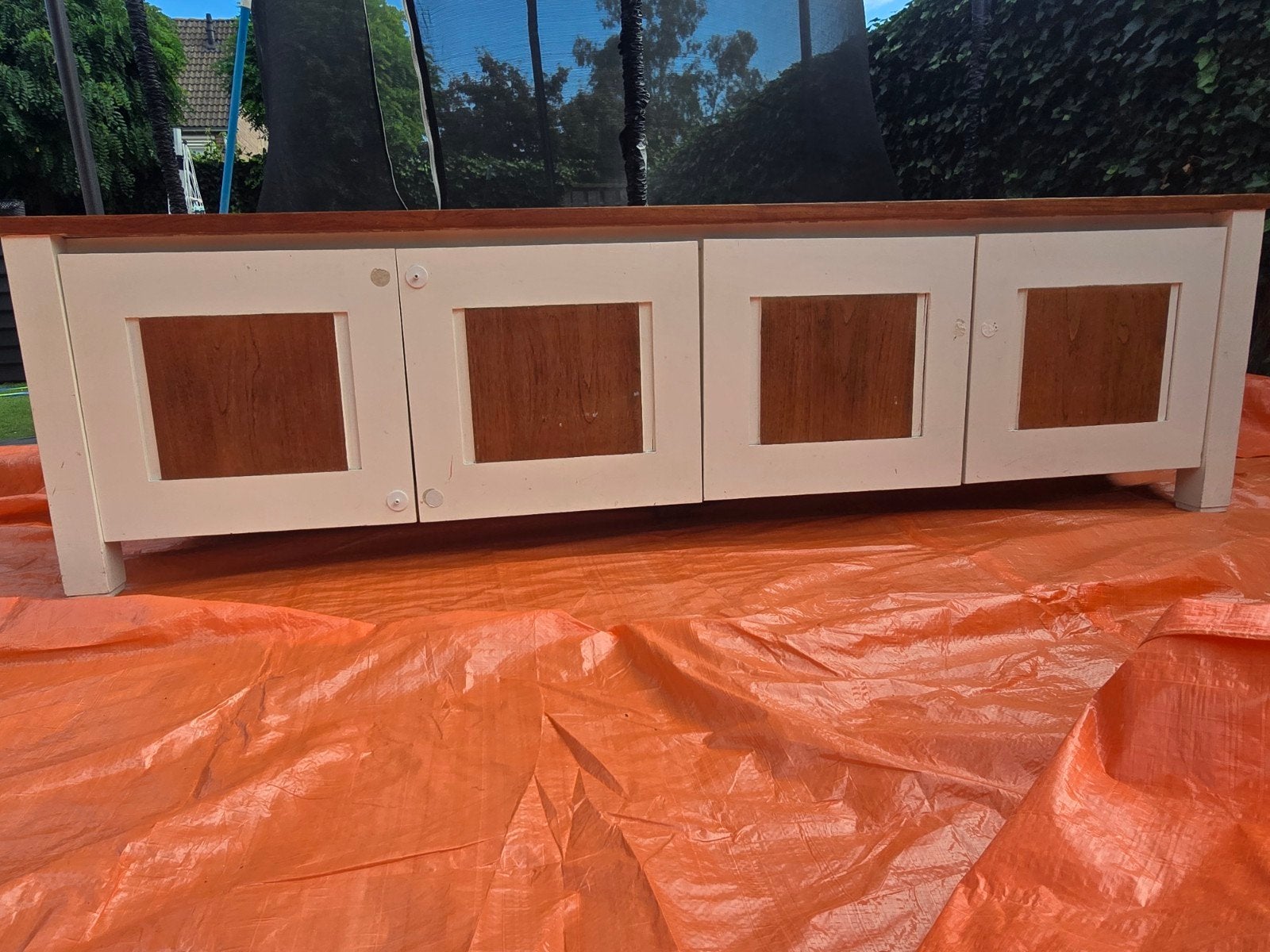 tv kast Teak 220x62x56, Ophalen, Gebruikt, Teakhout, 200 cm of meer