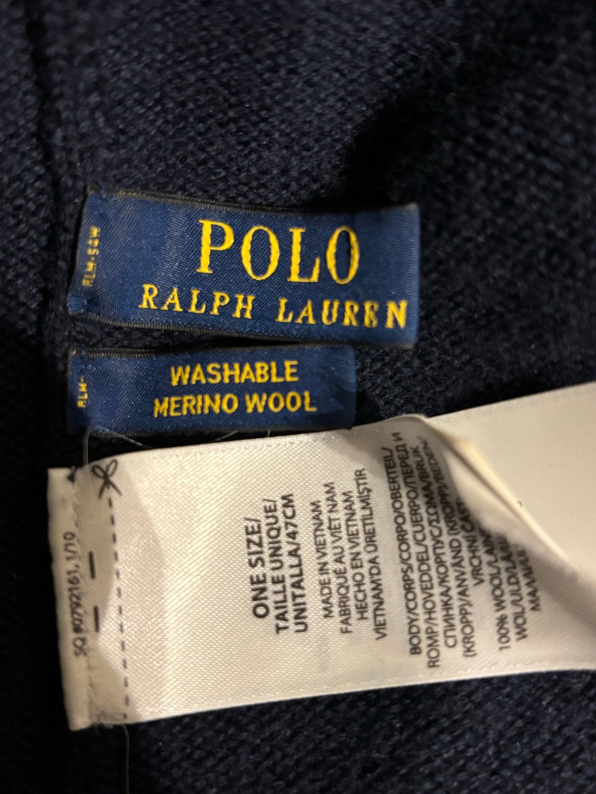 Polo Ralph Lauren Muts - Donkerblauw Merino Wol, Verzenden, Zo goed als nieuw