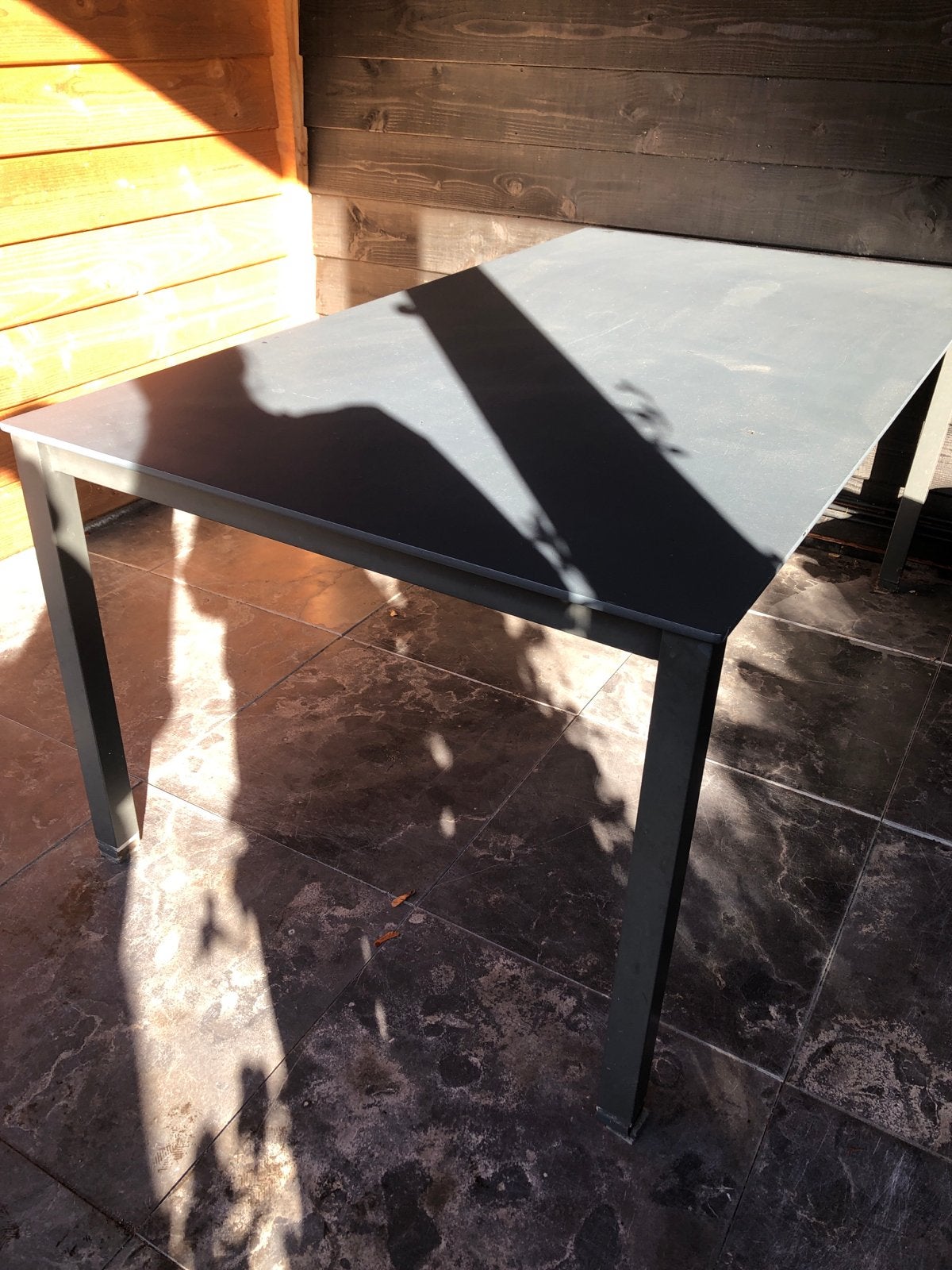 Strakke tuintafel - Grijs - Rechthoekig, Ophalen, Gebruikt, Rechthoekig, Metaal