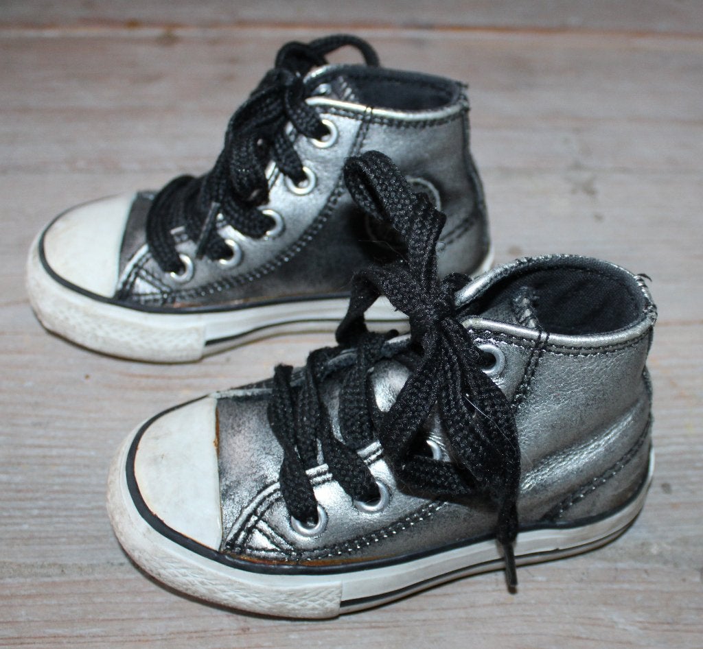 Zilveren Converse All Stars maat 21.5, Meisje, Ophalen of Verzenden, Converse All Star, Gebruikt