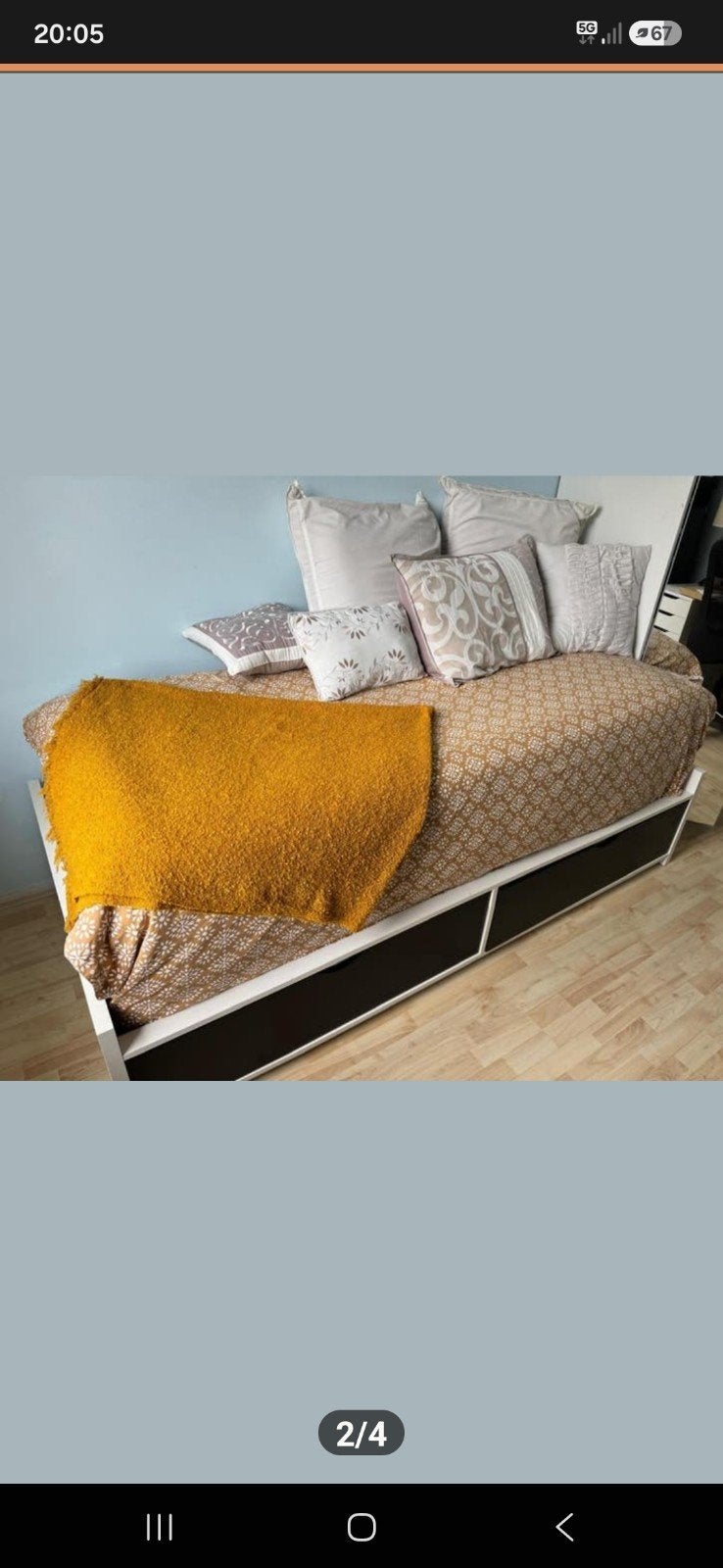 IKEA Brimnes bedbank met 2 lades en z.g.a.n. matras, Ophalen, Gebruikt, 90 cm, Eenpersoons