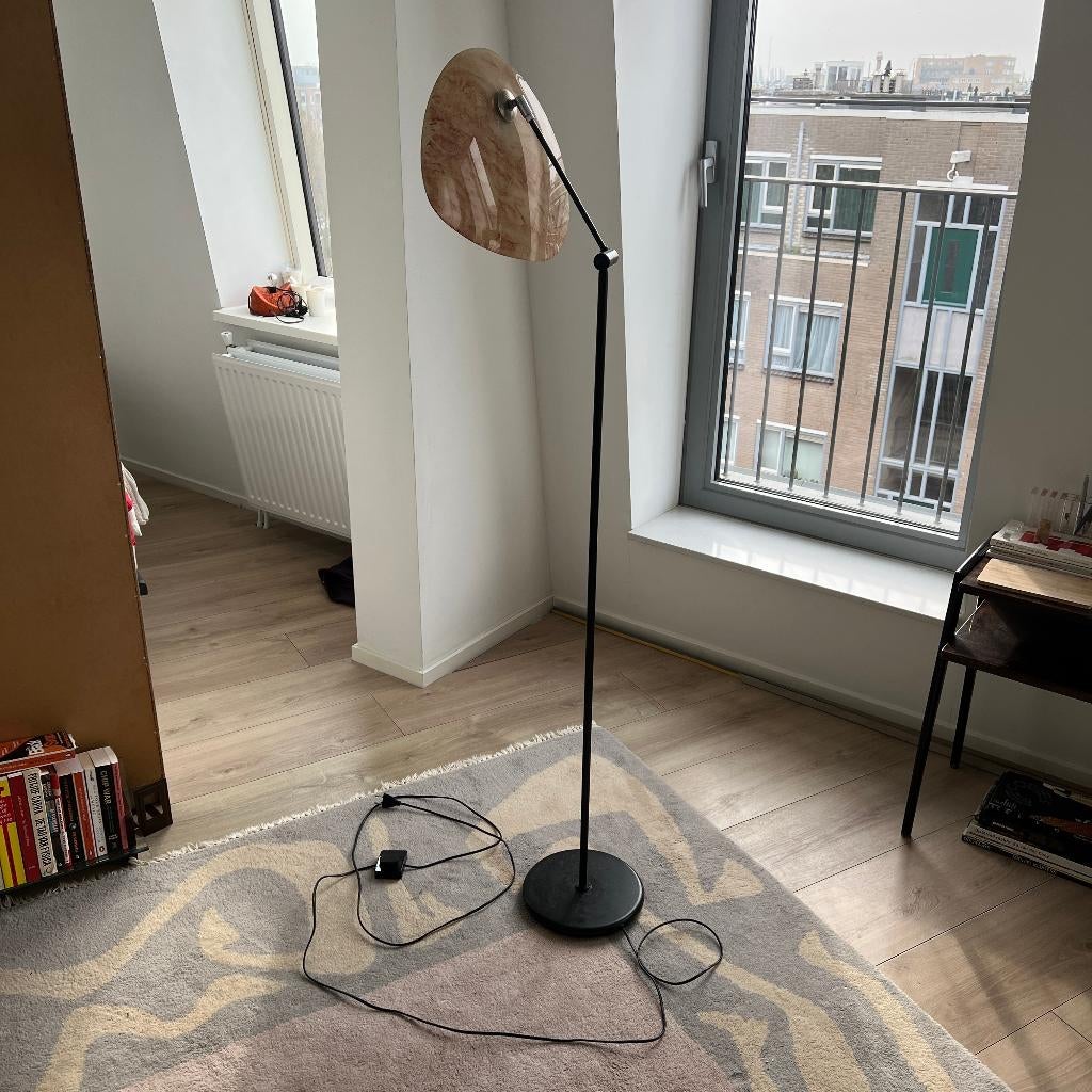 Queens Gallery Utrecht staande lamp jaren 80, Ophalen, Gebruikt, Vintage, Glas