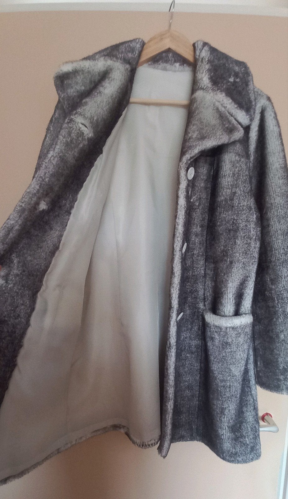 Vintage Faux Fur Jas – Zwart/Wit Gemêleerd Maat M, Kleding | Dames, Ophalen of Verzenden, Zo goed als nieuw, Maat 38/40 (M), Wit