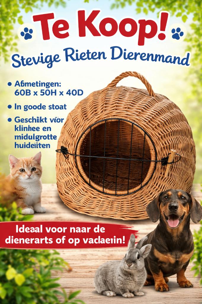 Rieten reismand, Dieren en Toebehoren, Transportboxen, Zo goed als nieuw, Ophalen of Verzenden
