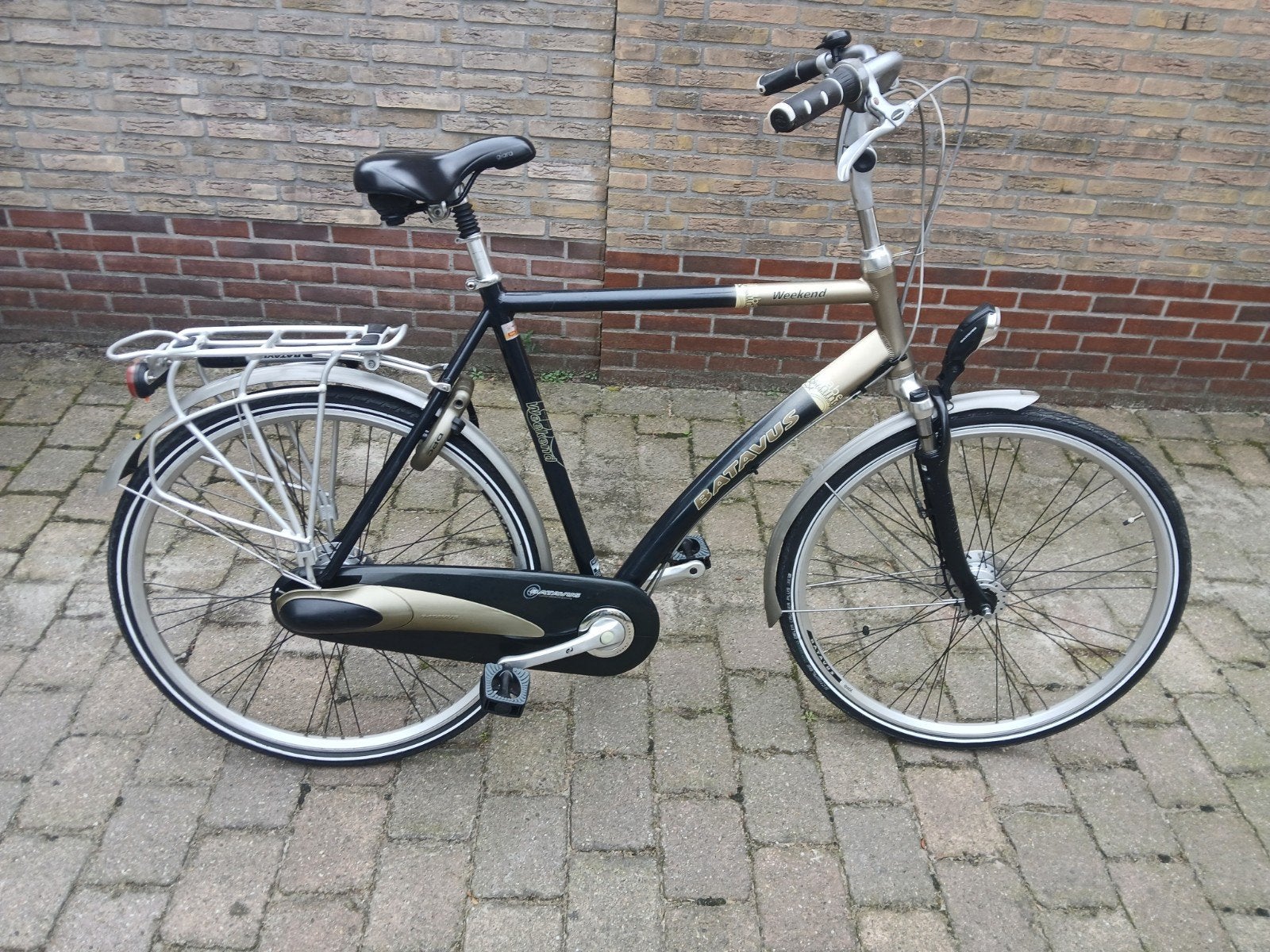 batavus weekend 61 cm 8vers zwart goud, Ophalen, Gebruikt, Versnellingen, Batavus