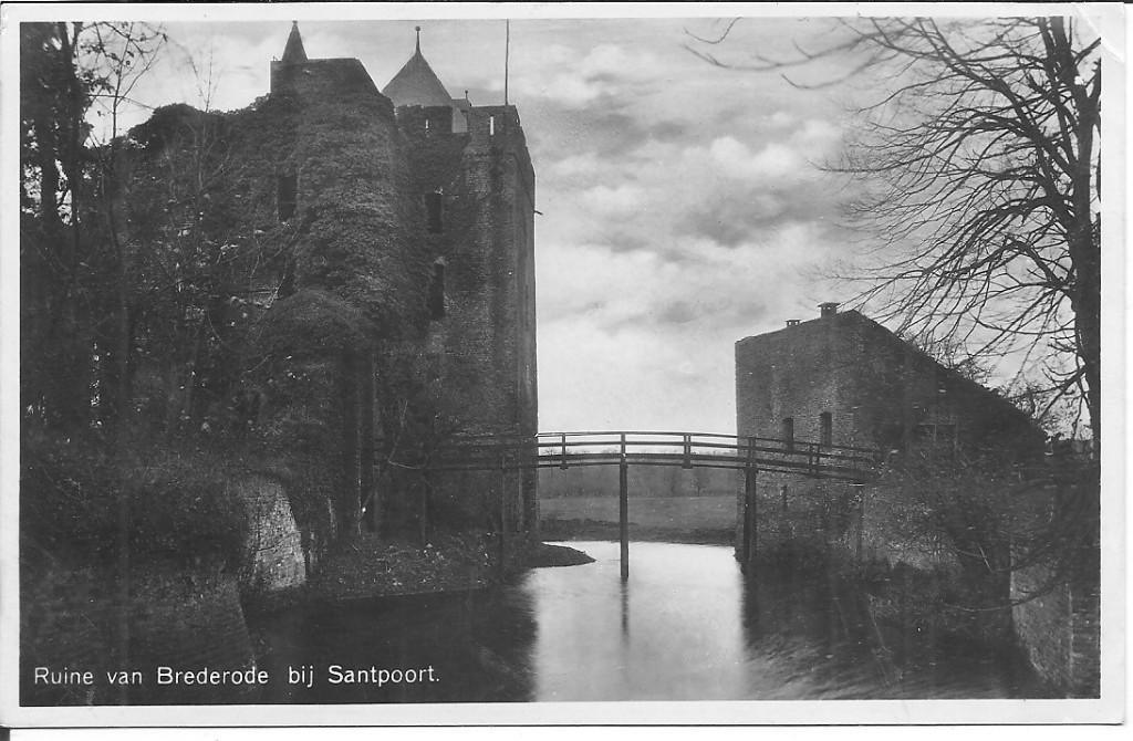 Ruïne van Brederode bij Santpoort., Ophalen of Verzenden, 1940 tot 1960, Ongelopen, Noord-Holland