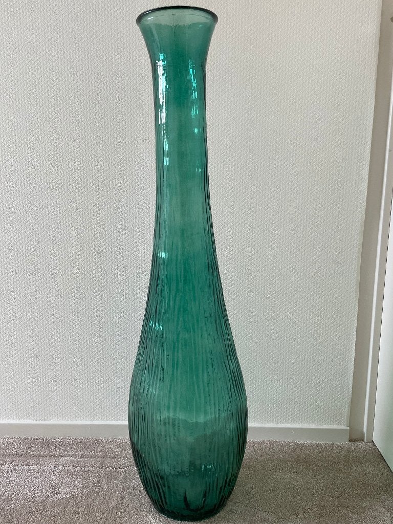 Decoratieve grote vaas, Ophalen, 75 cm of meer, Groen, Glas