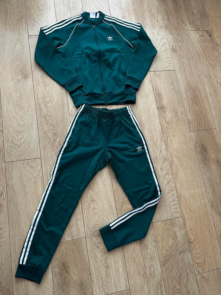 Originele adidas trainingspak groen en zwart in M,nieuwstaat, Ophalen of Verzenden, Zo goed als nieuw, Blauw, Overige typen