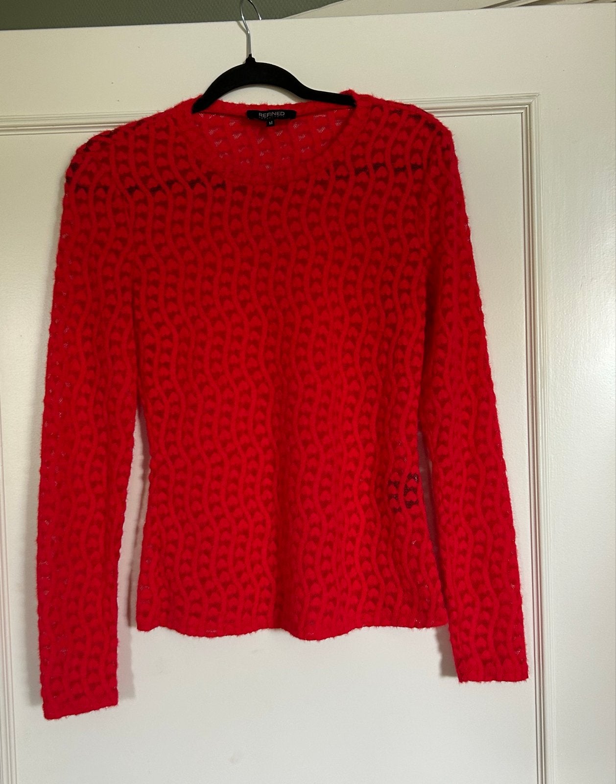 Rode longsleeve Refined Department met hartjes, maat M, Maat 38/40 (M), Verzenden, Zo goed als nieuw, Lange mouw