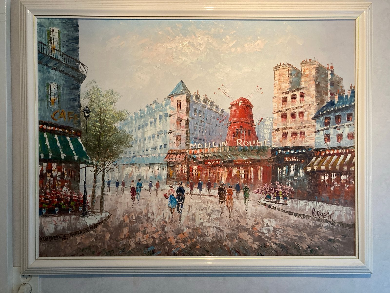 Schilderij 'Moulin Rouge' van Burnett, Ophalen, Doek, Impressionistisch, Gesigneerd
