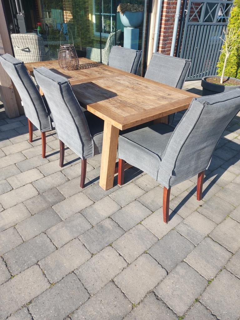 3 linnen eetkamerstoelen, Huis en Inrichting, Stoelen, Ophalen, Gebruikt, Drie, Landelijk