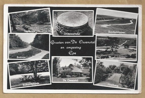 Ansichtkaart Groeten van De Ossenstal en omgeving Epe, Ophalen of Verzenden, 1940 tot 1960, Gelopen, Gelderland