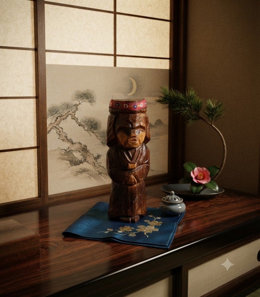 Japanse Nipopo Ainu Pop, Antiek en Kunst, Hout, Handgemaakt, Verzenden, 15 cm