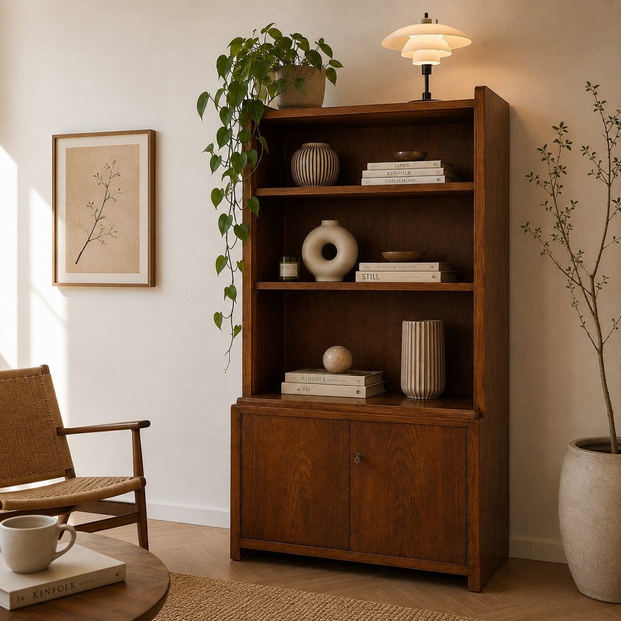 Vintage Massief Teakhouten Wandmeubel Jaren '60, Teakhout, Ophalen of Verzenden, Minder dan 150 cm, Minder dan 100 cm