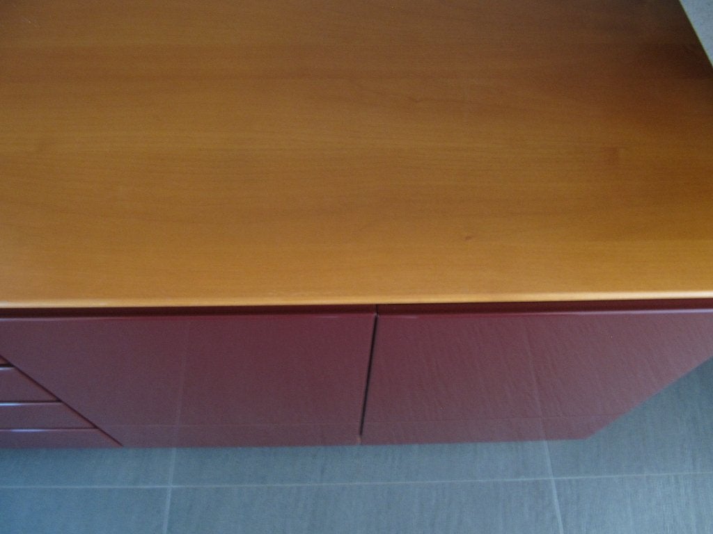 Dressoir | TV-kast | Kersenhout | Fronten bordeaux hoogglans, Ophalen, Gebruikt, 100 tot 150 cm, Met lade(s)