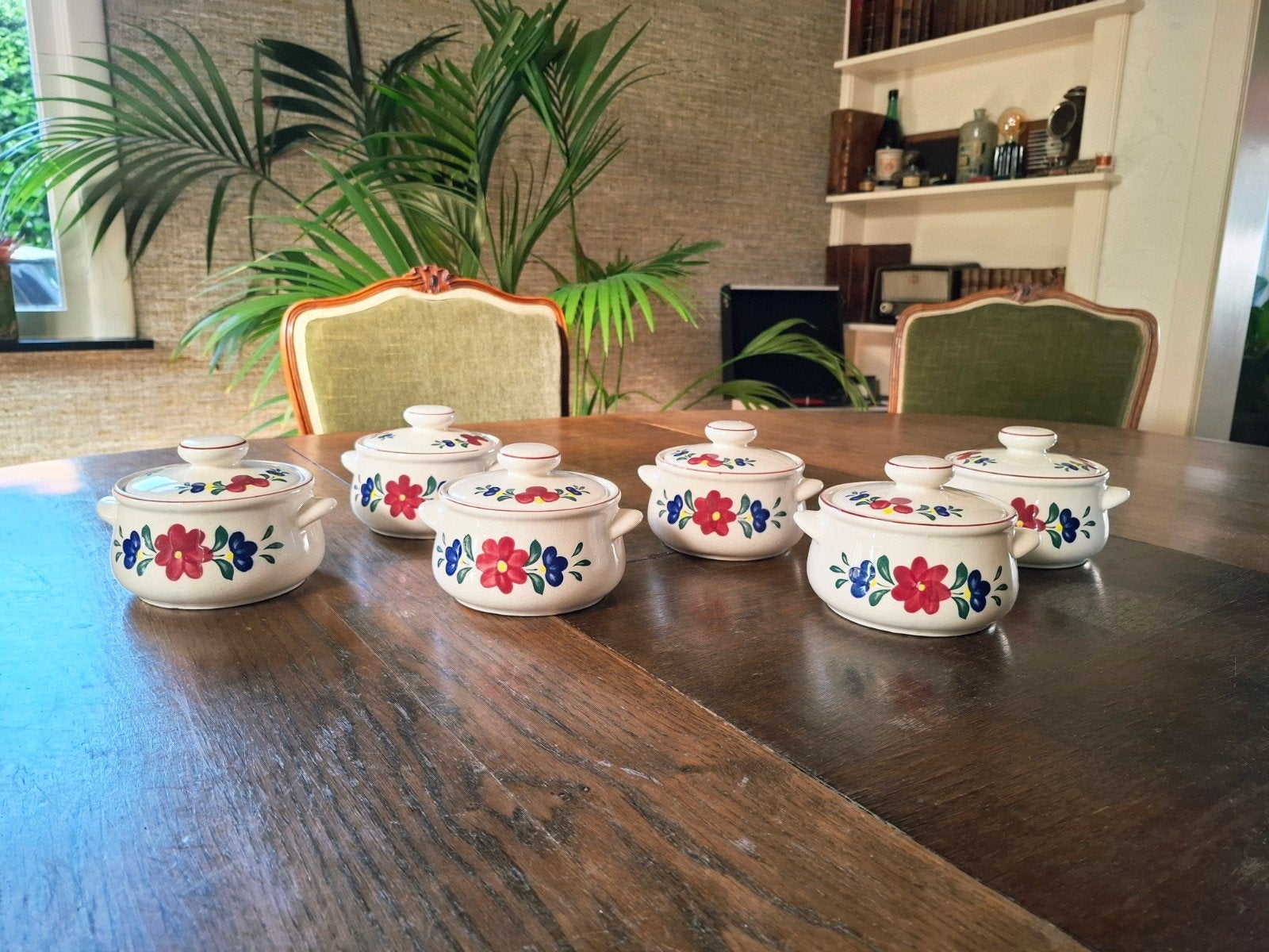 Vintage kommen Brabants bont Bouquet - set van 6, Antiek en Kunst, Antiek | Servies los, Ophalen of Verzenden