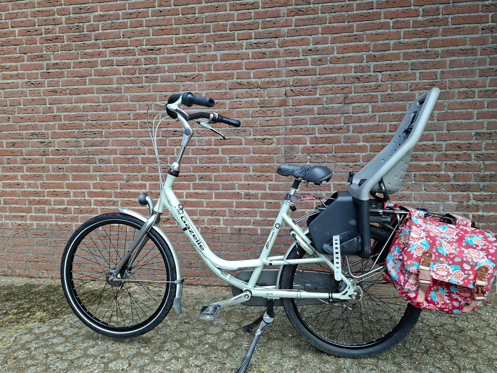 Gazelle Bloom moederfiets met Yepp achterzitje en fietstas, Ophalen, 1 zitje, Gebruikt, Gazelle