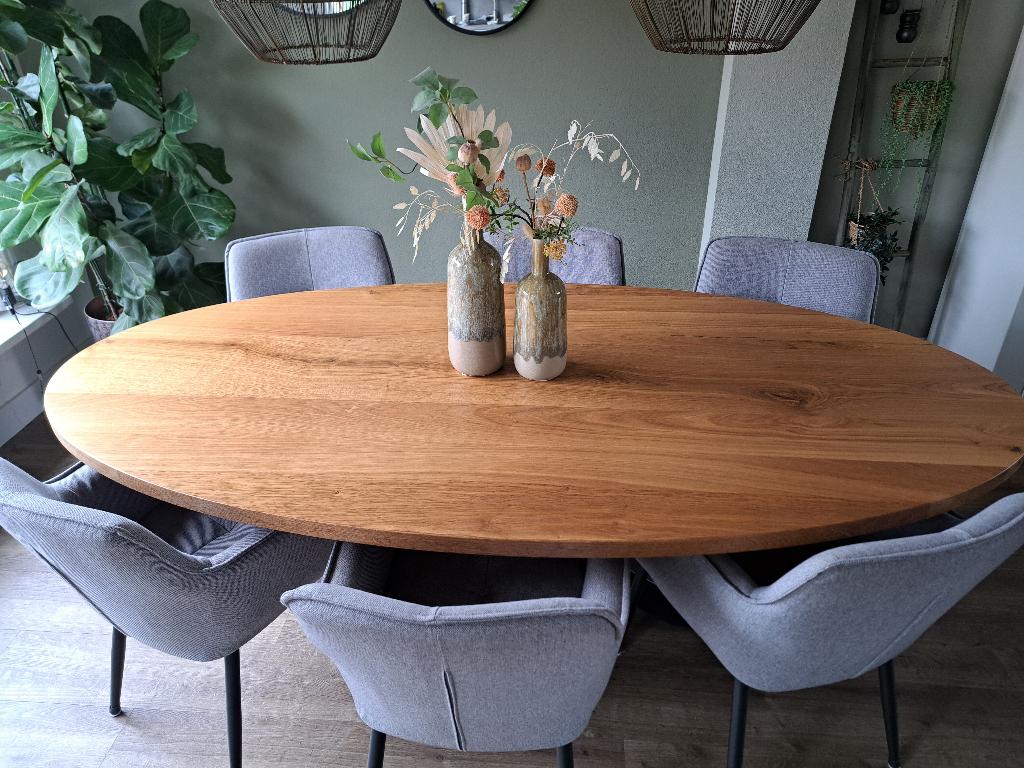 eettafel, Ophalen, 100 tot 150 cm, Eikenhout, 200 cm of meer