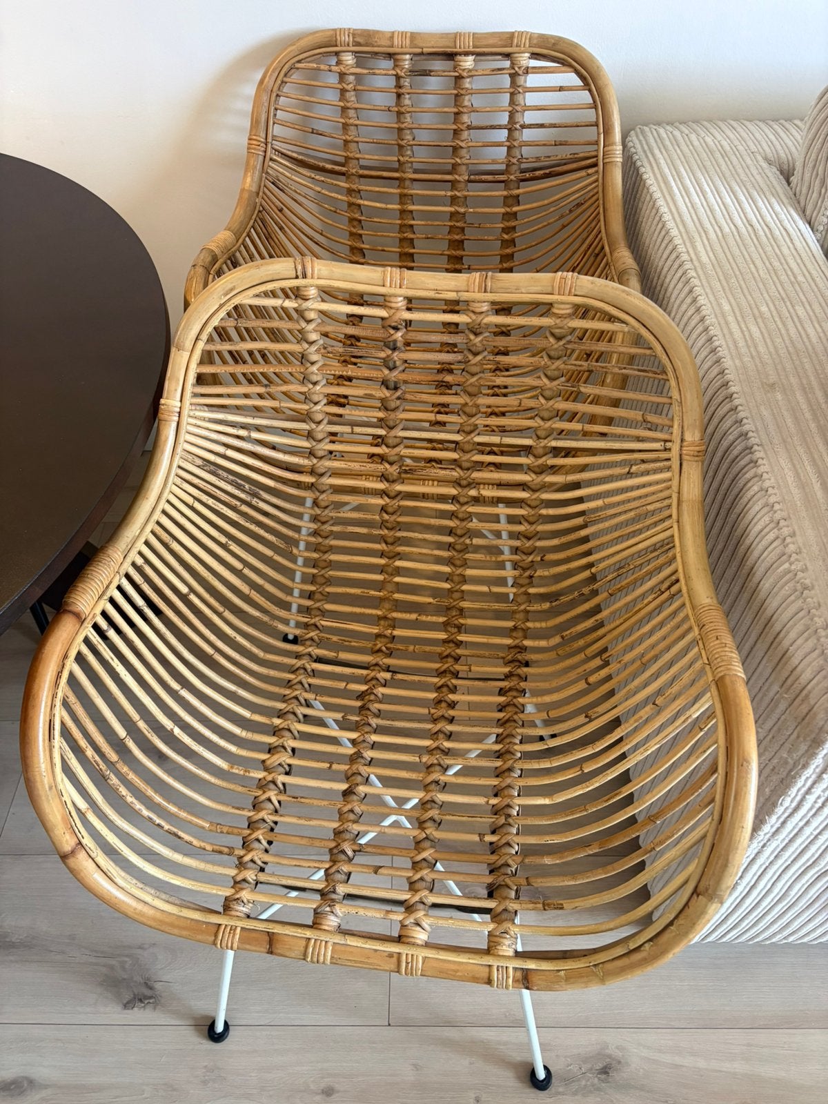 2 rotan bamboe stoelen Julan, Ophalen, Zo goed als nieuw, Bruin, Twee