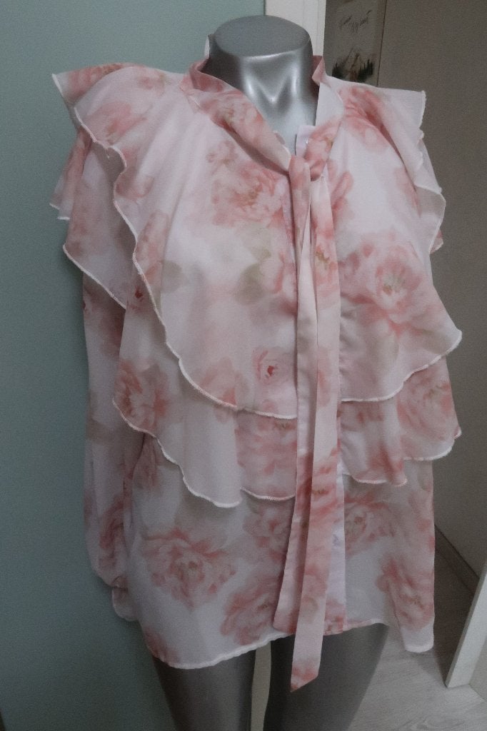 nieuwe prachtige rouches blouse xl roze creme, Ophalen of Verzenden, Nieuw, Maat 46/48 (XL) of groter, Roze