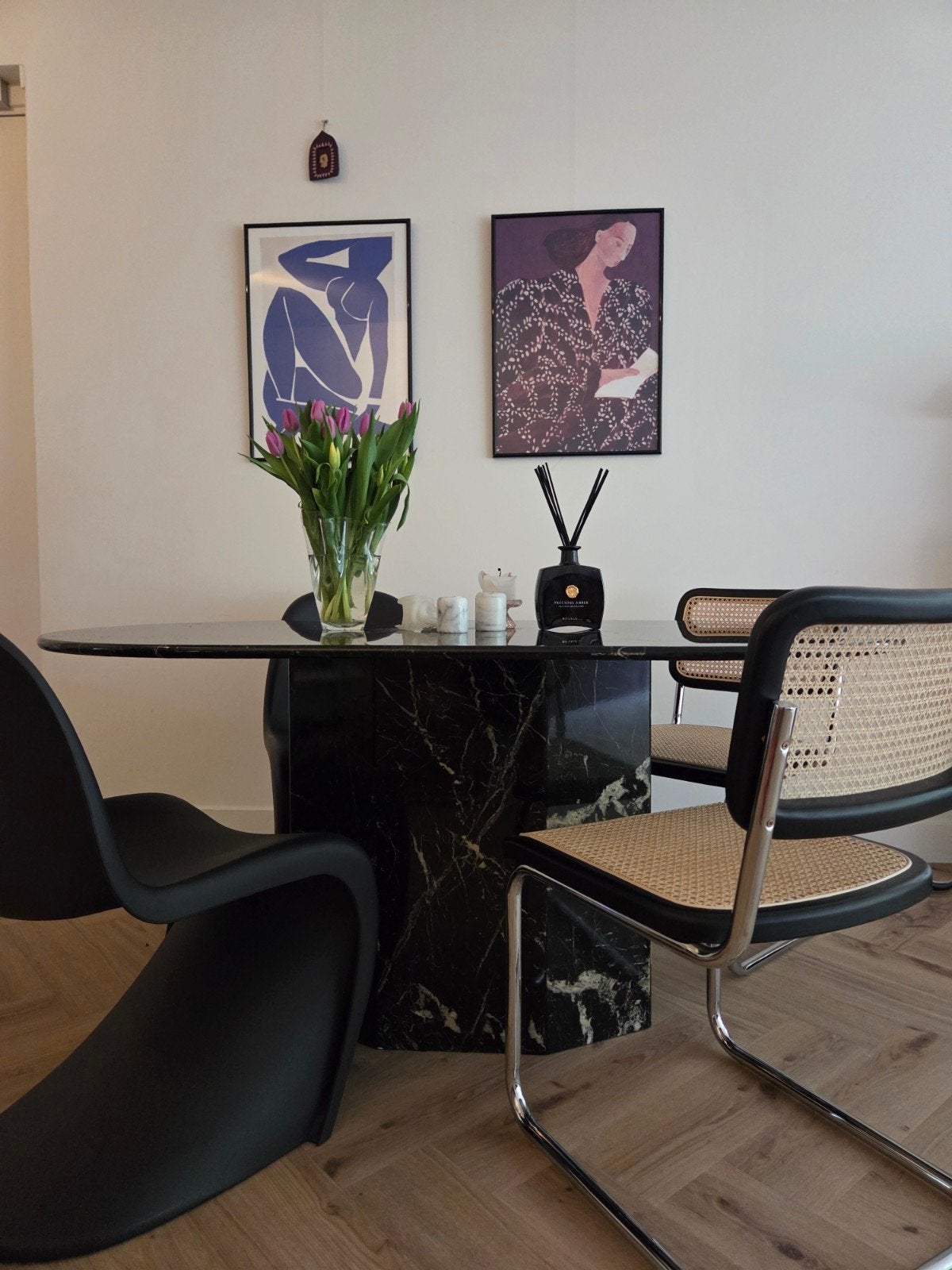 Vintage nero marquina zwart marmeren ovale eettafel, Huis en Inrichting, Ophalen, Ovaal, 200 cm of meer, 50 tot 100 cm
