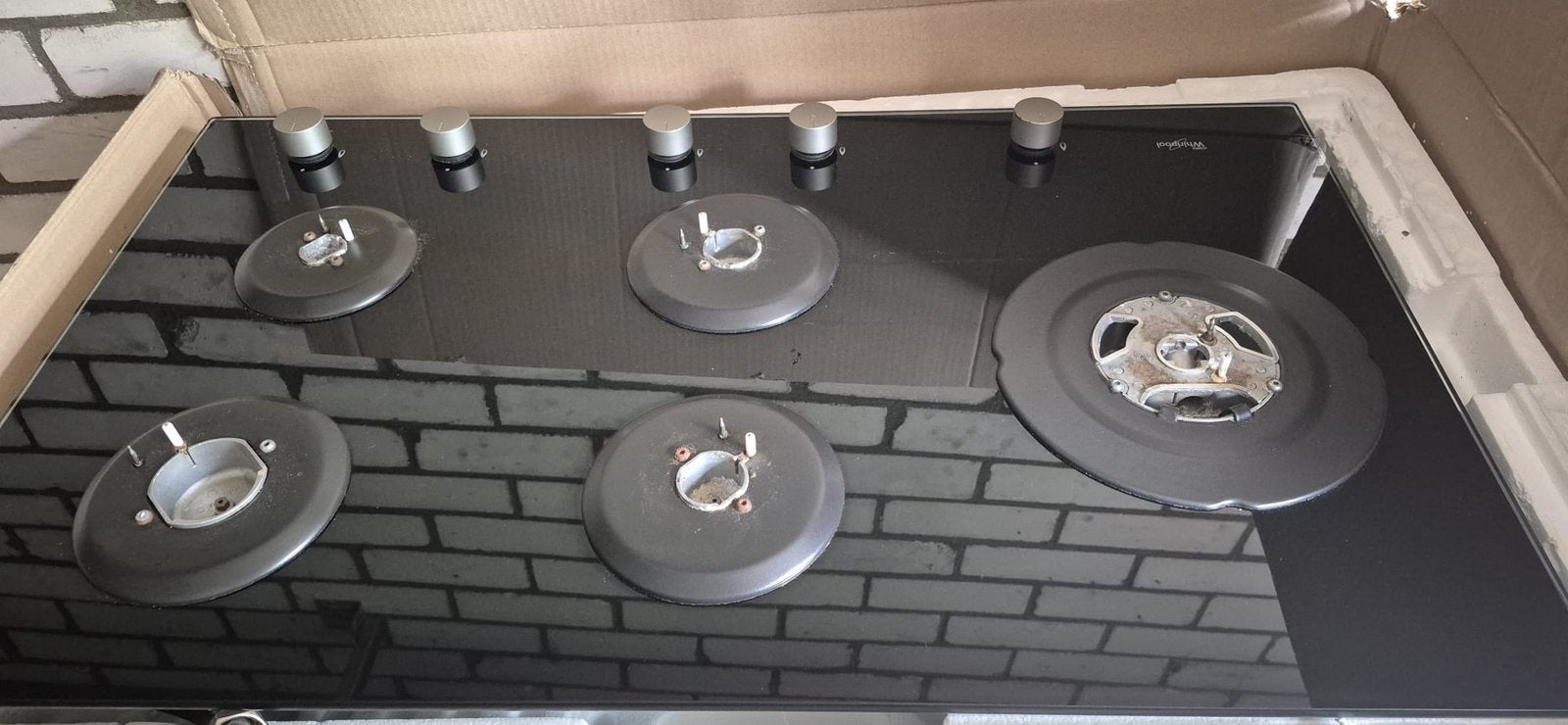 5 pits gaskookplaat op glas, Witgoed en Apparatuur, Kookplaten, Ophalen, Zo goed als nieuw, Inbouw, Gas