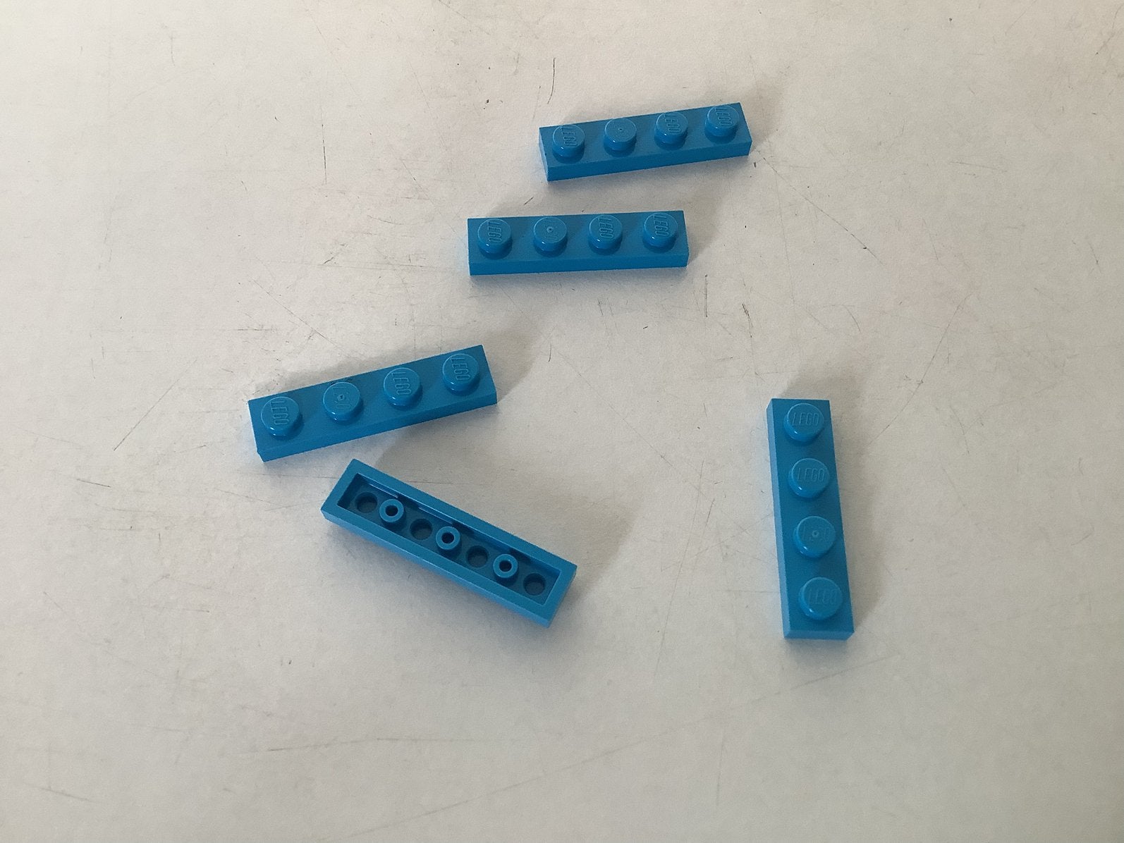 Lego plaat 1x4 azuurblauw, Ophalen of Verzenden, Gebruikt, Losse stenen, Lego