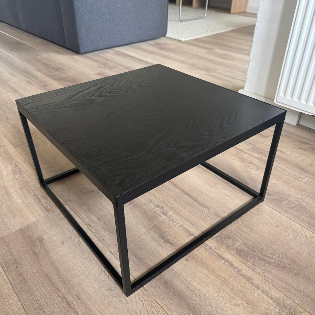 Zwarte salontafel / bijzettafel met metalen frame | WOOOD, Huis en Inrichting, Tafels | Salontafels, Ophalen, 50 tot 100 cm, Vierkant