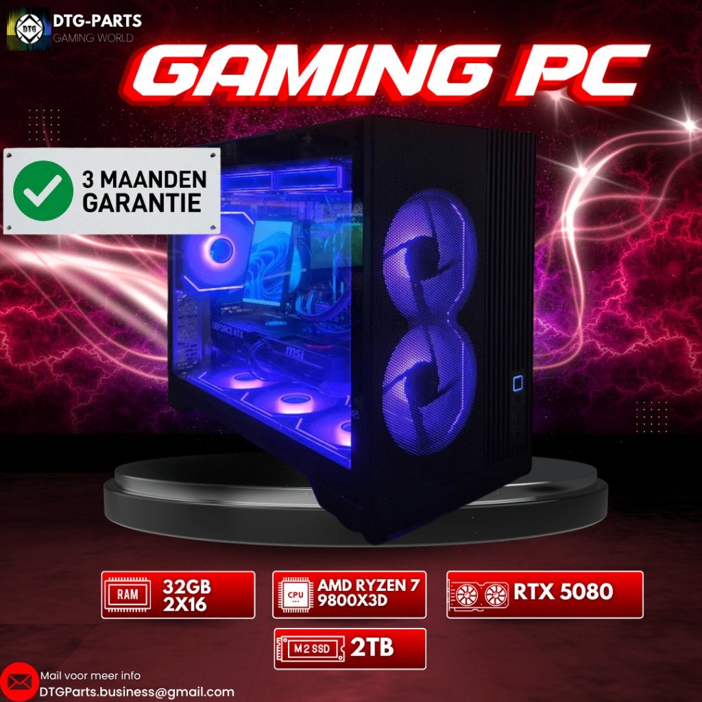 Gaming PC // RTX 5080 & AMD 7 9800X3D & LCD, Ophalen, 7604 HM, 32 GB, DTGParts.Business@gmail.com