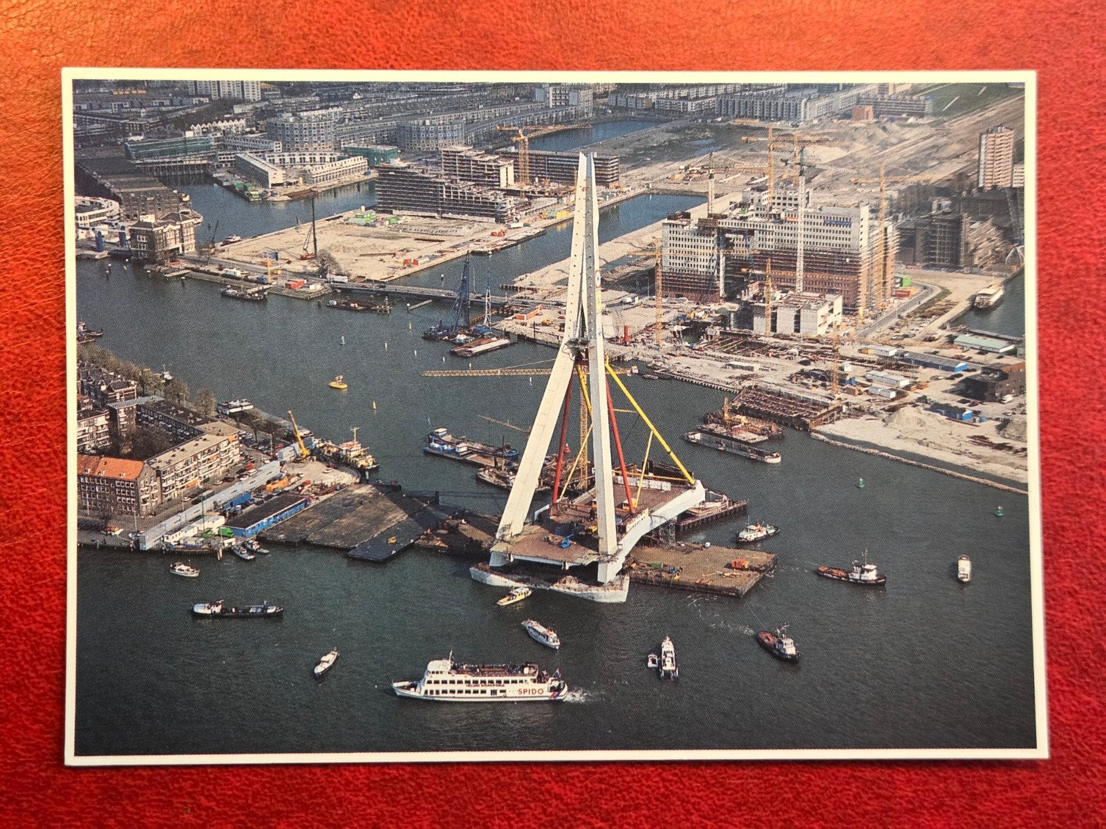 Rotterdam Erasmusbrug Plaatsing pyloon en achterligger, Ophalen of Verzenden, 1960 tot 1980, Zuid-Holland