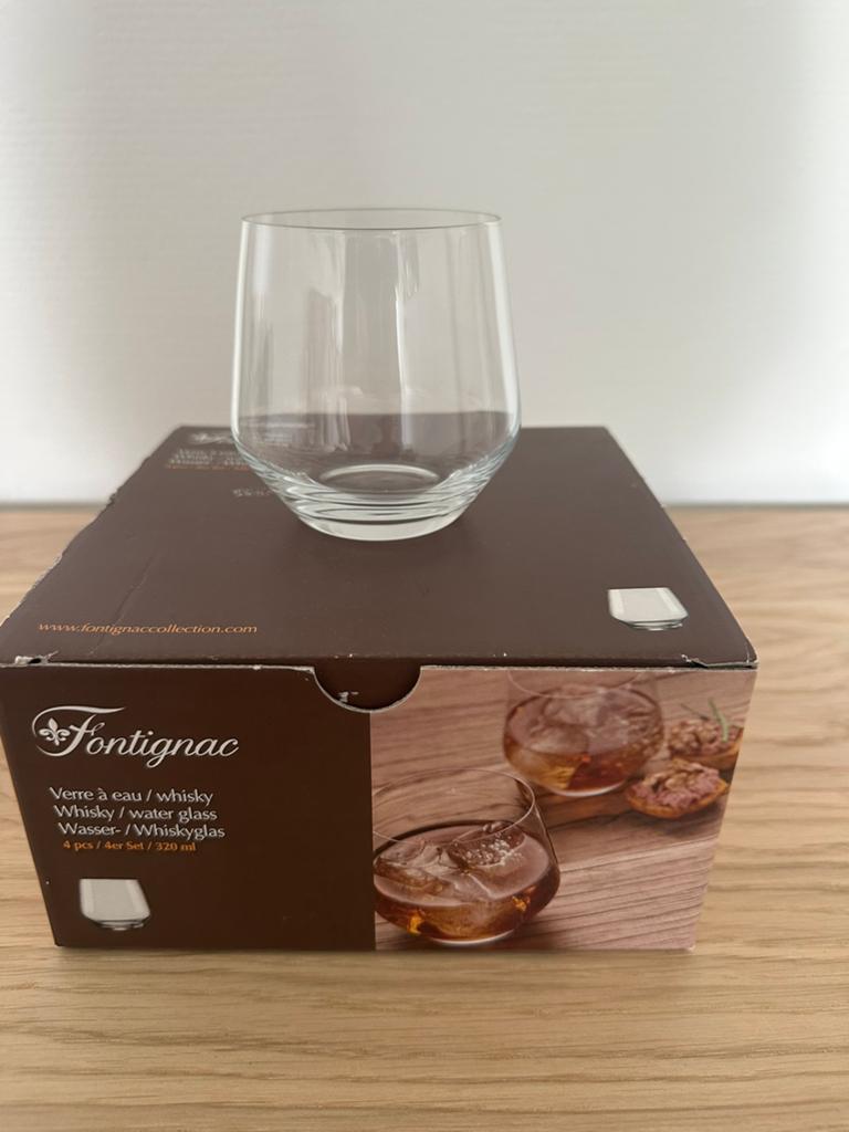 Water / whiskey glazen fontignac 4 stuks nieuw !, Ophalen of Verzenden, Nieuw, Borrel- of Shotglas