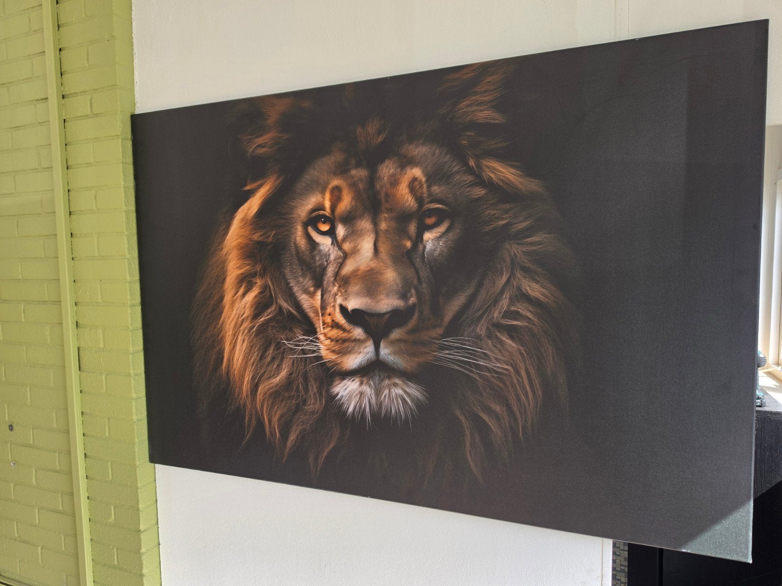 Groot Canvas Schilderij Leeuw - Indrukwekkende Wanddecoratie, Ophalen of Verzenden, Zo goed als nieuw, Schilderij, 100 tot 125 cm
