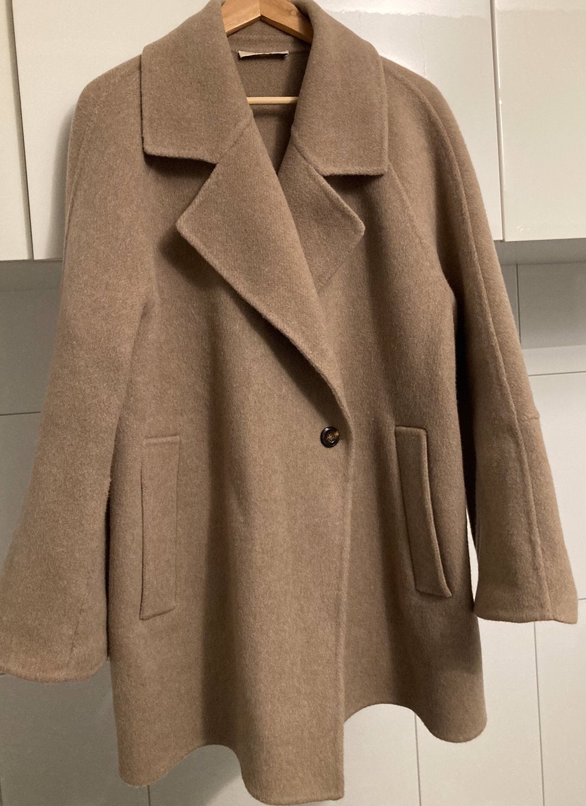 ODEEH wollen oversized winterjas past tot maat 46, Ophalen of Verzenden, Zo goed als nieuw, Maat 46/48 (XL) of groter, Blauw