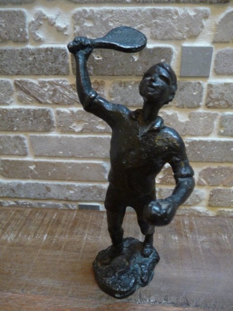 Nieuw beeld brons tennisspeler op voet 15 cm H., Antiek en Kunst, Kunst | Designobjecten, Ophalen of Verzenden, Beeld