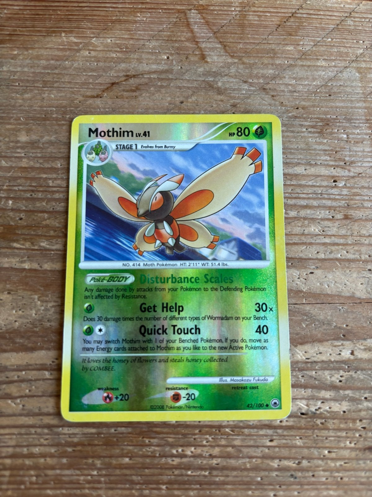 Mothim Reverse Holo Pokémon Kaart - Majestic Dawn, Ophalen of Verzenden, Zo goed als nieuw, Losse kaart, Foil