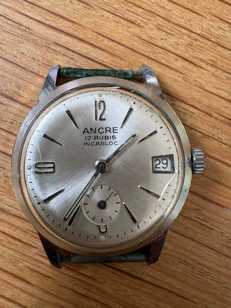 Vintage Ancre Heren Horloge - 17 Rubis Incabloc, Sieraden, Tassen en Uiterlijk, Horloges | Heren, Overige merken, Gebruikt, Staal