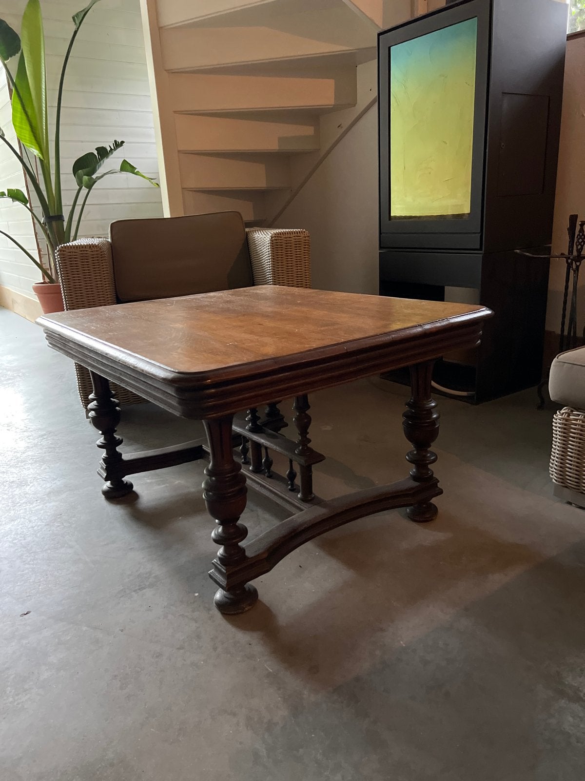 Antieke houten salontafel met gedraaide poten, Antiek en Kunst, Ophalen