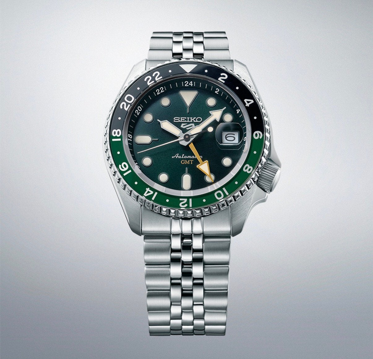 Seiko 5 Sports GMT SSK001K.1 Automatisch full set, Staal, Polshorloge, Ophalen of Verzenden, Zo goed als nieuw