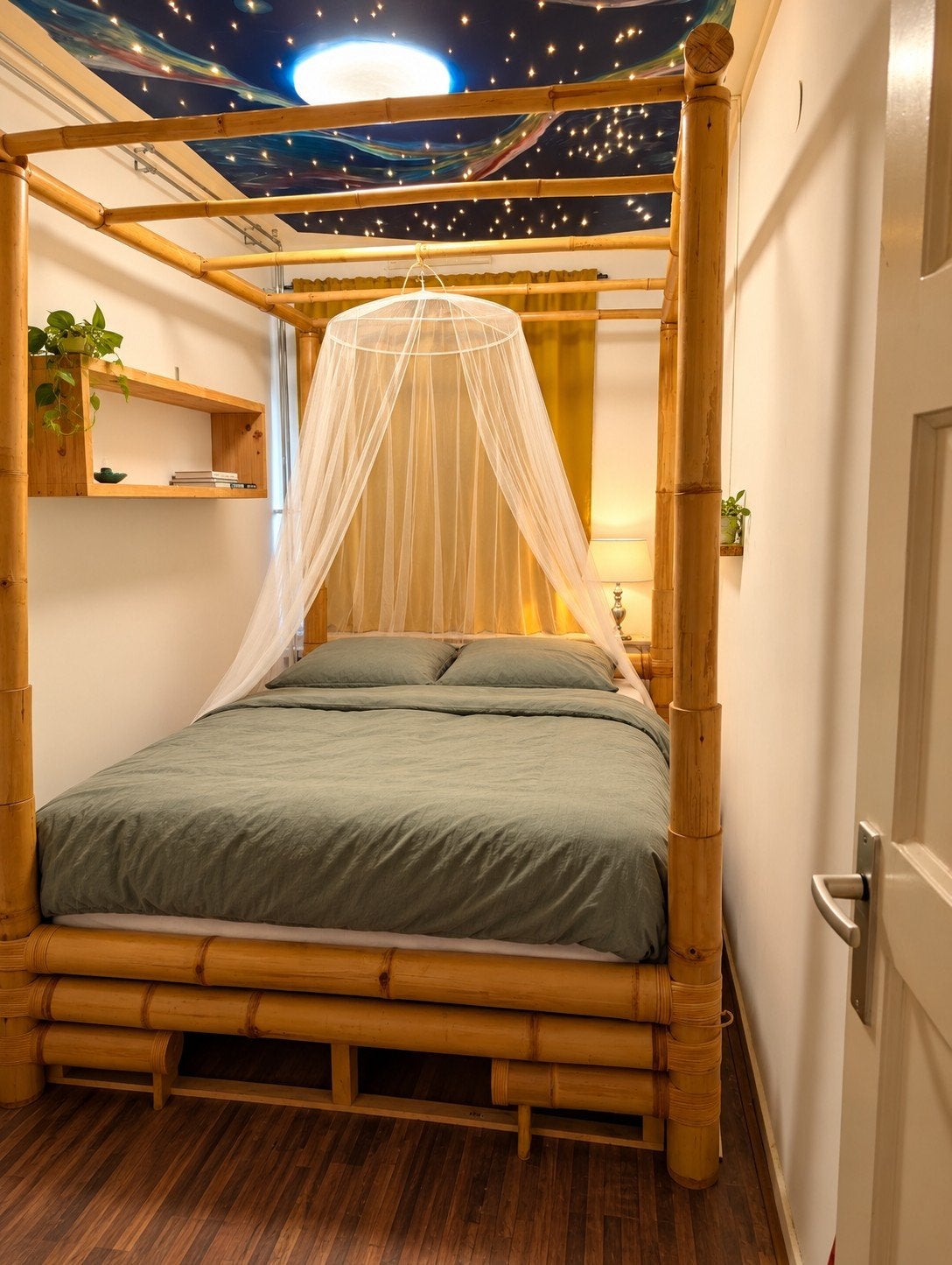 Bamboe hemelbed 235 x 160 Bali - Ibiza, Ophalen, Bali, Boho, Ibiza, Gebruikt, Twijfelaar